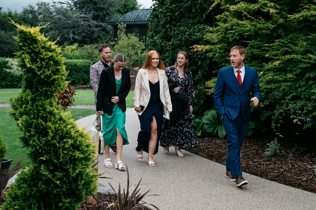 Documentary wedding photography from The Old Rectory, Killyman by Patrick Duddy Photography - a group of wedding guest arrive