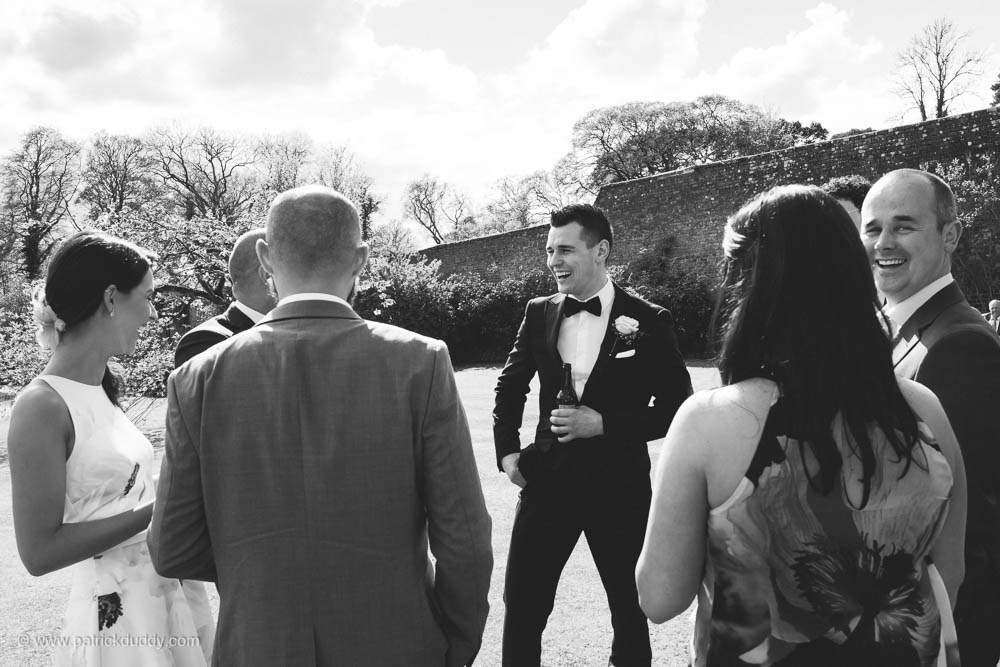 Black and white wedding photography of Irish garden party wedding at Ballyscullion Park Wedding Venue by Patrick Duddy Documentary Candid Wedding Photography