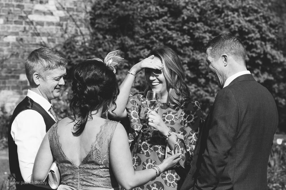 Black and white wedding photography of Irish garden party wedding at Ballyscullion Park Wedding Venue by Patrick Duddy Documentary Candid Wedding Photography