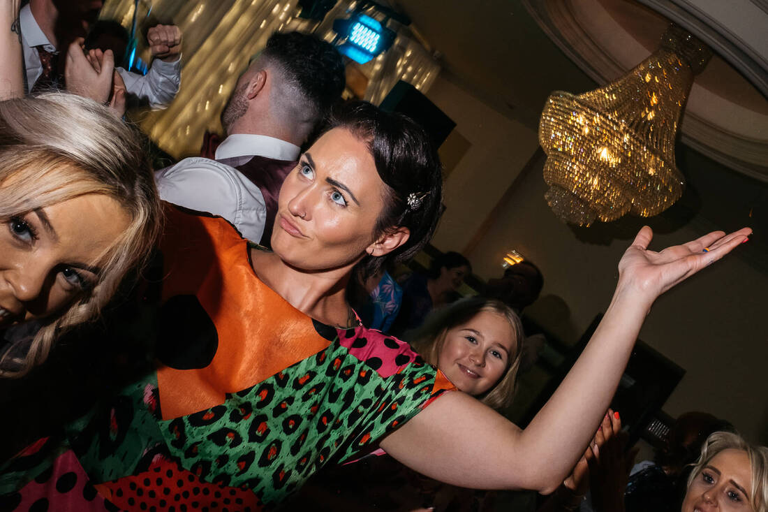 a photograph of a guest on the dancefloor during a Donegal wedding 