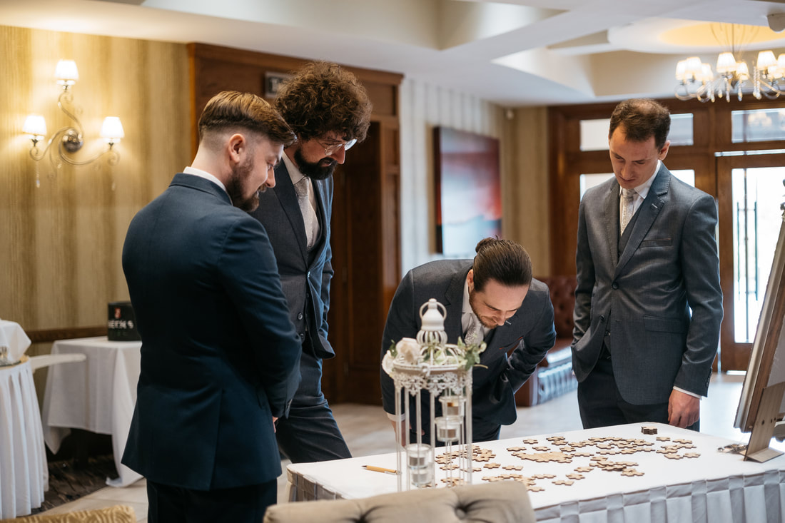 A Pre Wedding Ceremony Photograph of Groom, Best Man & Groomsmen by Patrick Duddy Photography - Documentary Wedding Photography Derry At An Grainan Hotel, County Donegal Ireland