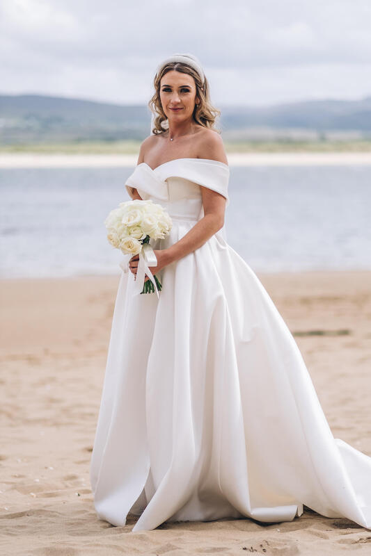 A traditional portrait of a bride on Ards Beach Country Donegal