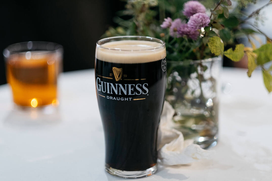 A creamy pint of guinness